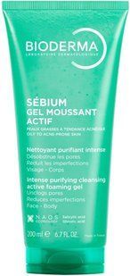 Гель очищуючий Bioderma Sebium Actif, 200 мл &mdash; фото упаковки | аптека Добрий Доктор