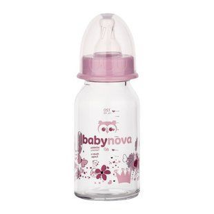 Бутылочка Baby Nova стекло Декор 120 мл девочка 44606-1 &mdash; фото упаковки | аптека Добрый Доктор