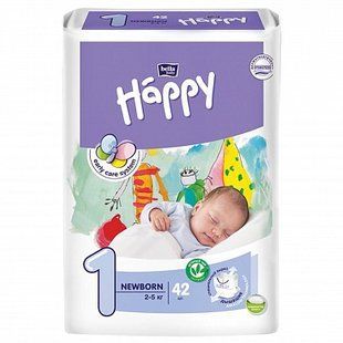 Підгузки Happy Bella Baby newborn 2-5кг 42шт &mdash; фото упаковки | аптека Добрий Доктор