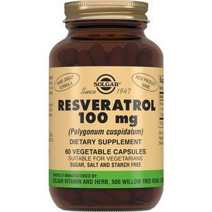 Солгар Ресвератрол Resveratrol 100 мг капсули 60 шт Solgar &mdash; фото упаковки | аптека Добрий Доктор